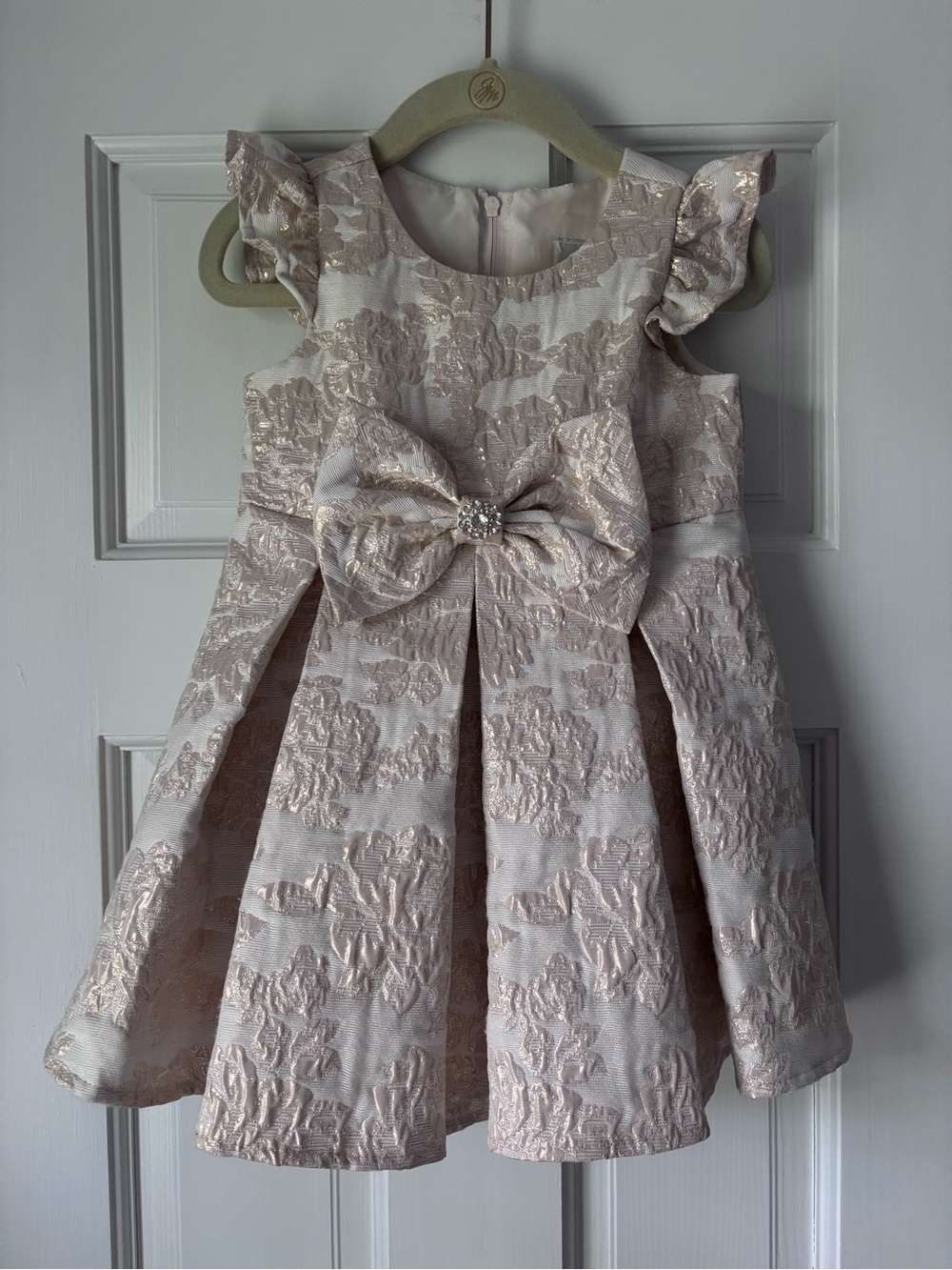 Rare Editions Gold Floral Bow Dress